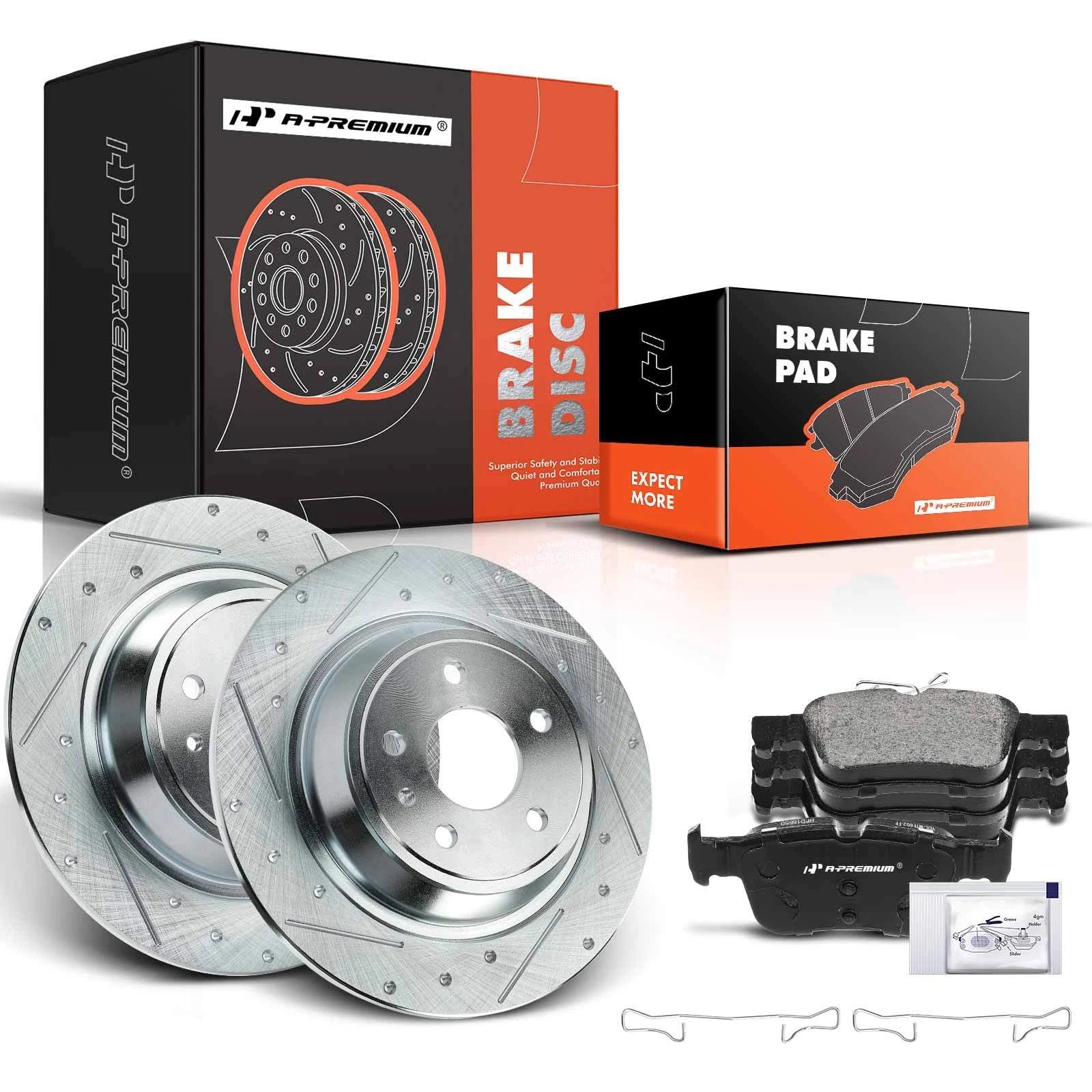 Set of 2 Rear Drilled Brake Rotors & Ceramic Pads for Ford Fusion (2013–2020)