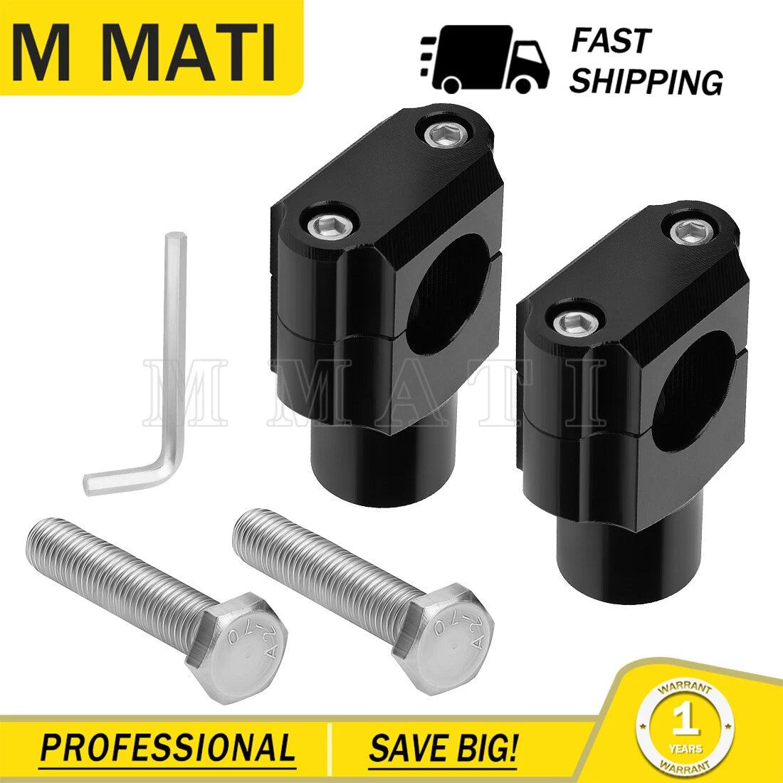 2X 1" 25mm Handlebar Riser Mount Clamp Adapter for Universal Motorcycle