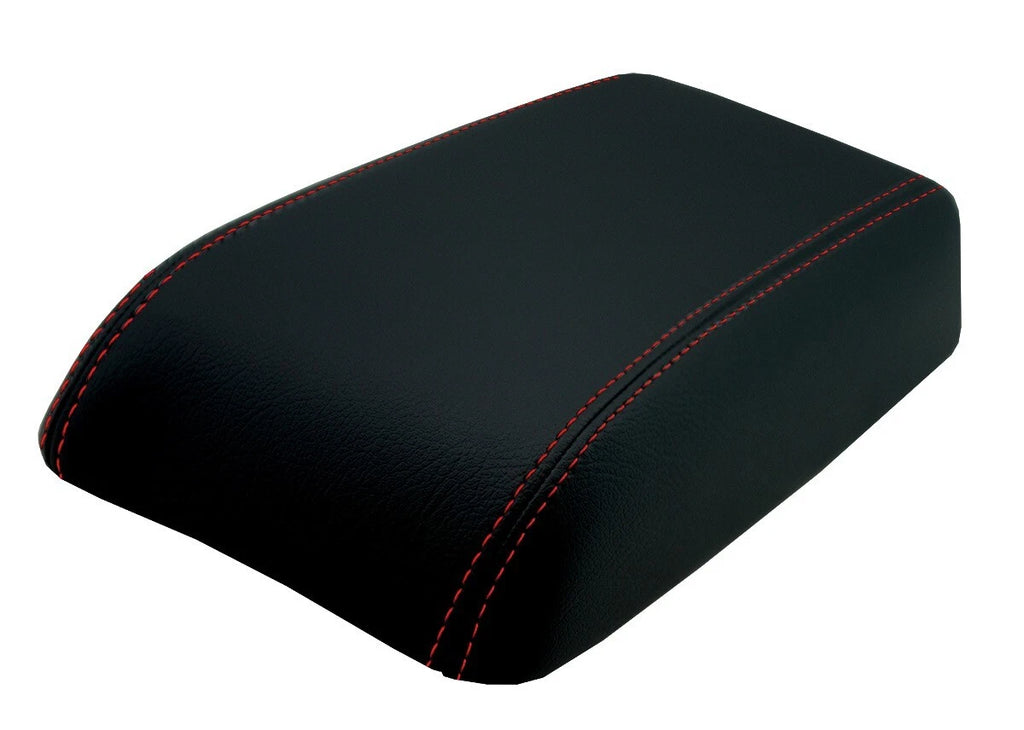 Leather Console Lid Armrest Cover for Ford Fusion (2006–2009) Red Stitch