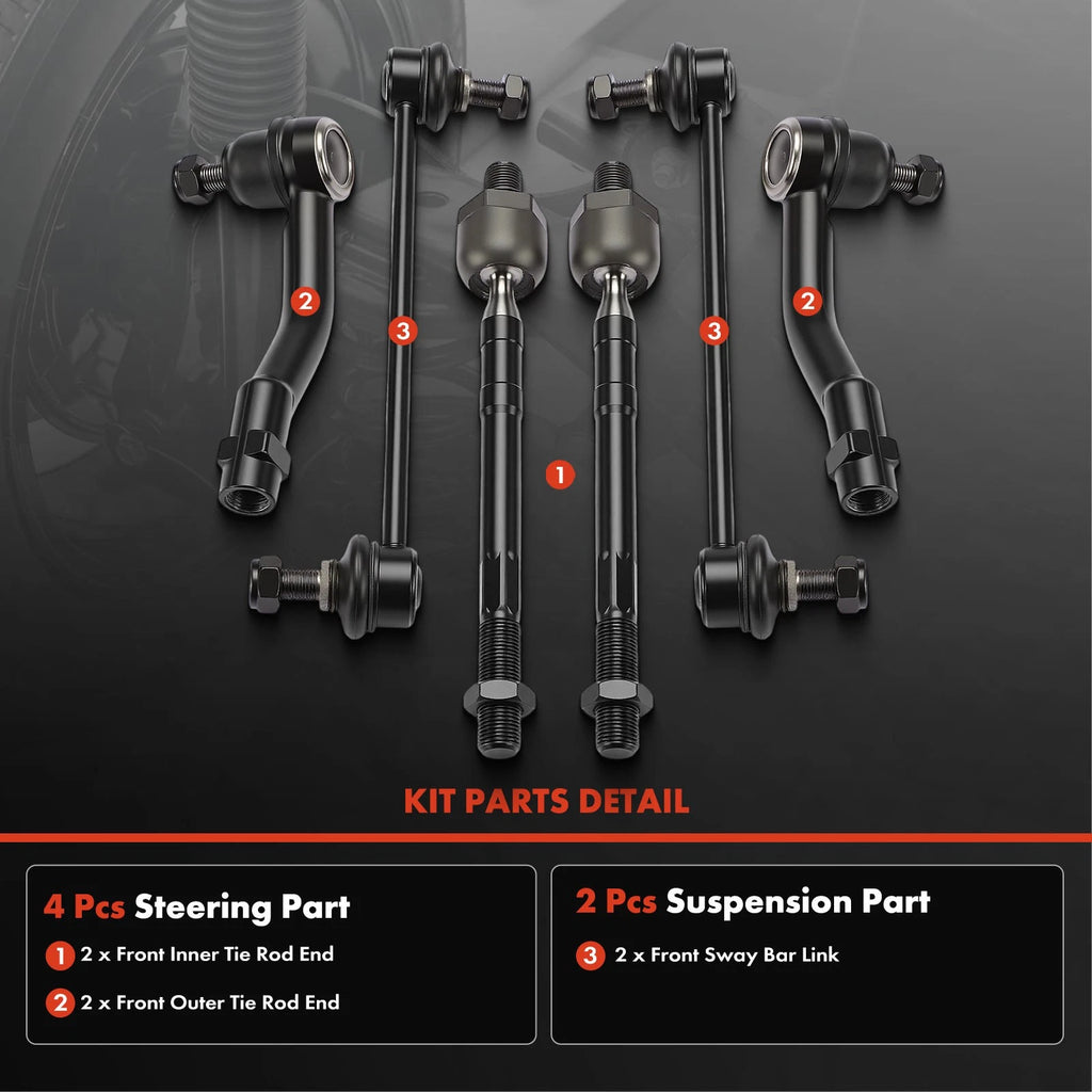 6X Front Sway Bar Link & Tie Rod End for Kia Sportage Hyundai Tucson (2017–2021)
