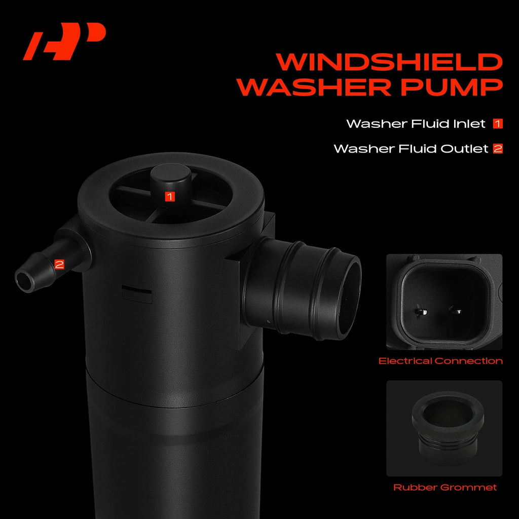 Windshield Washer Pump with Rubber Grommet for Ford F-Series