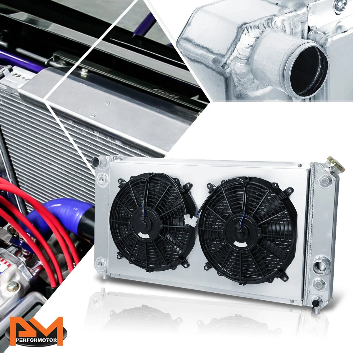 3-Row Aluminum Racing Radiator w/Fan Shroud for Chevy S10/GMC Sonoma (1996–2005)
