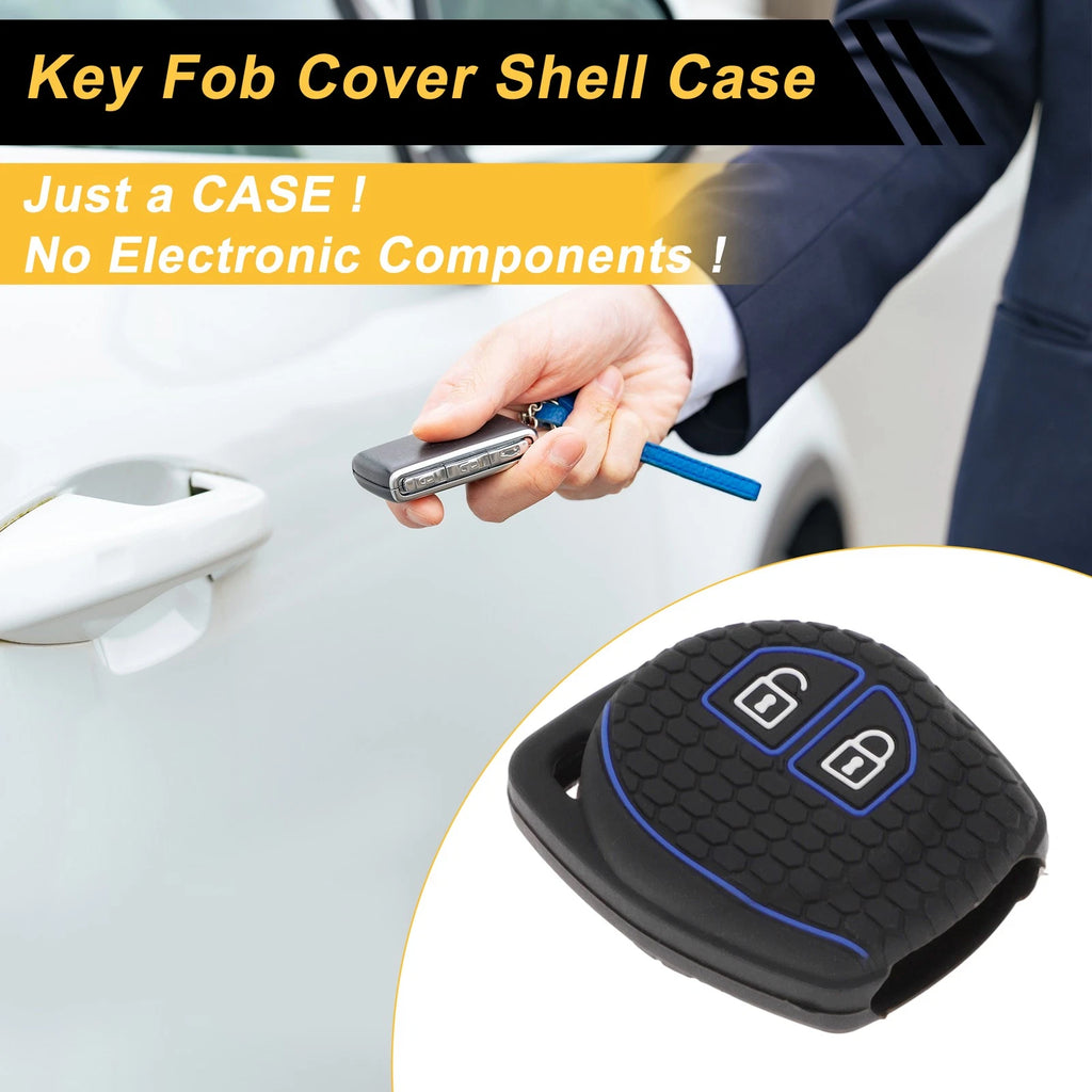 Car Key Case for Suzuki Alto (2 Buttons) - Black Blue Line