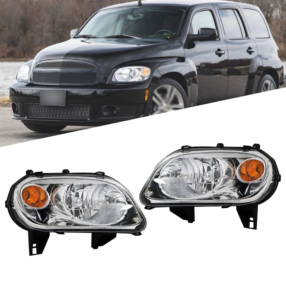Set of 2 Halogen Headlights for Chevy HHR (2006–2011) Chrome Housing Clear Lens