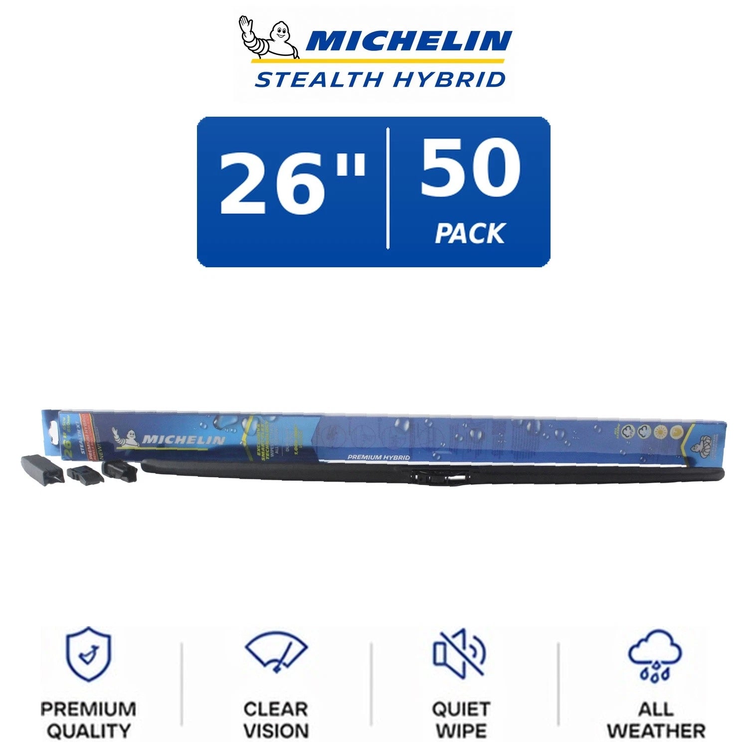 Set of 2 Michelin Stealth Hybrid Wiper Blades for All Vehicles (50-Pack)