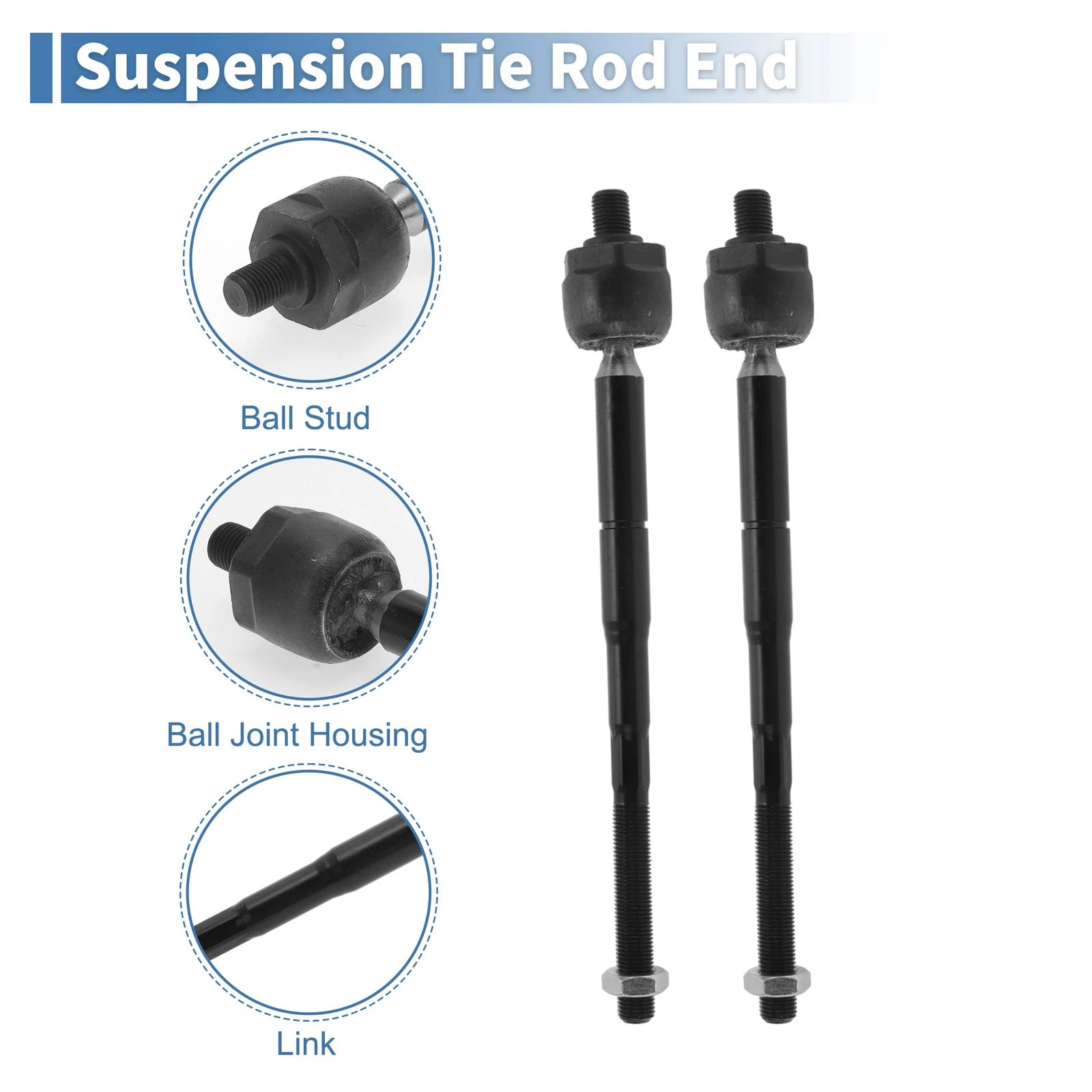 2 Pcs Front Inner Tie Rod End Links for Ford Flex (2013–2016)