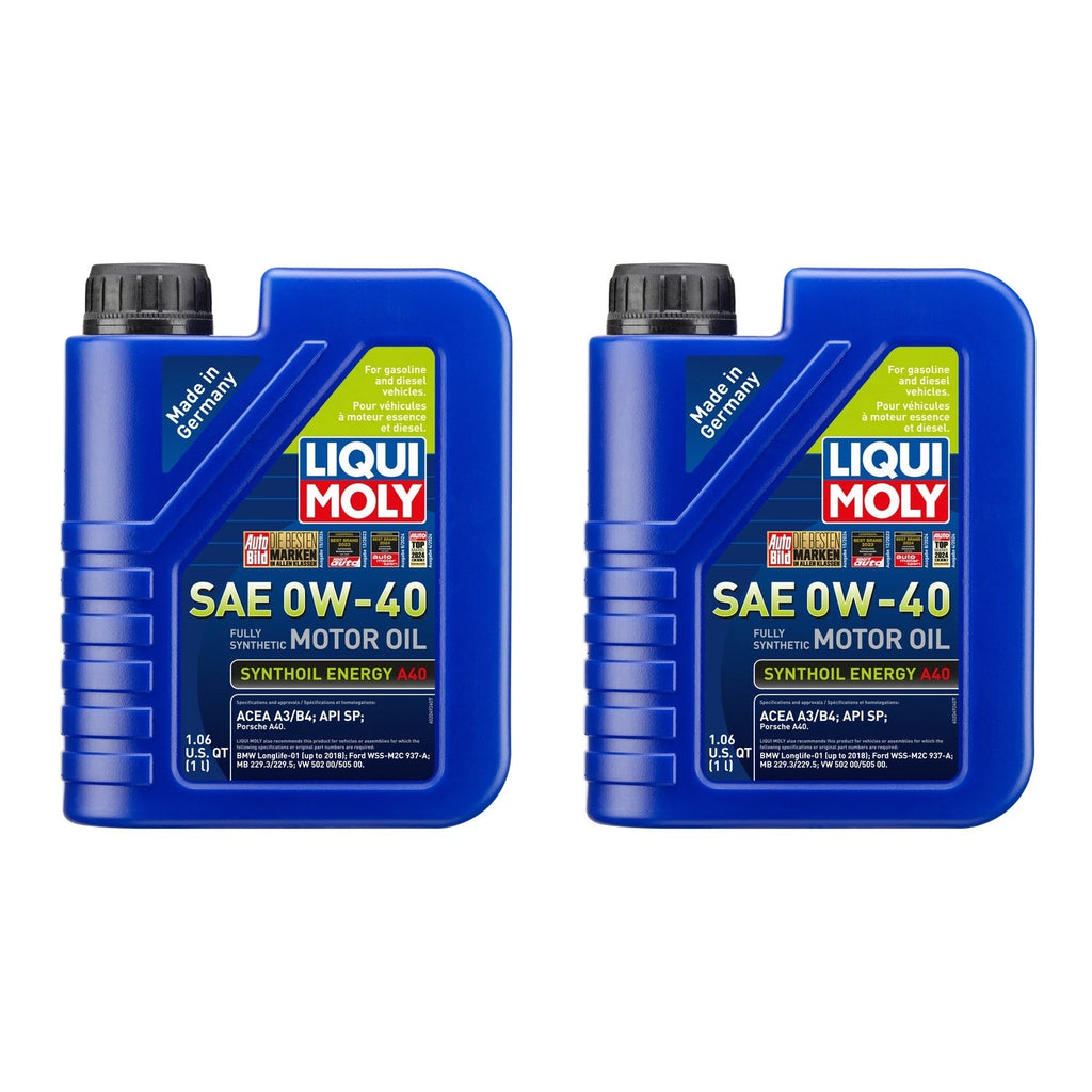 2X 1L Liqui Moly Synthoil Energy A40 0W-40 Engine Motor Oil for