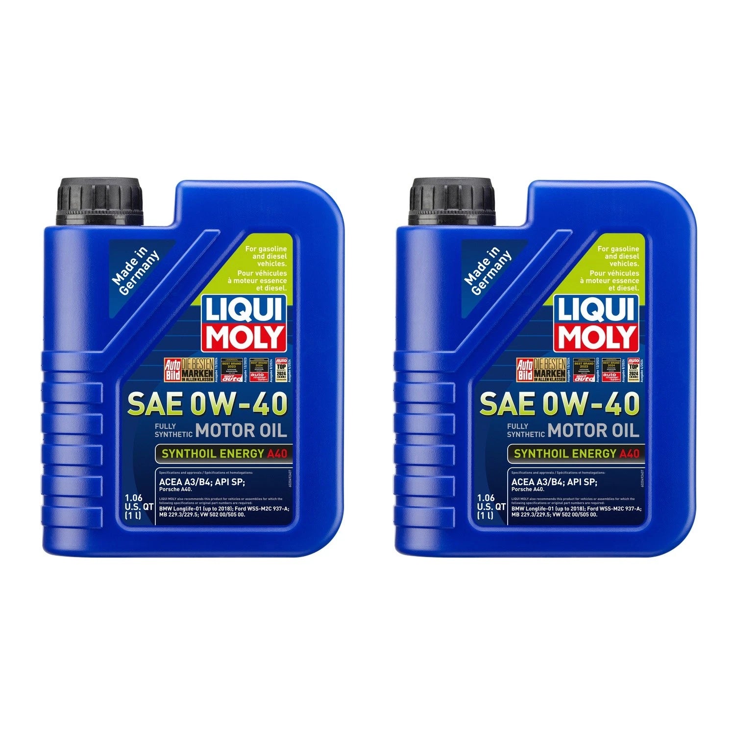 2X 1L Liqui Moly Synthoil Energy A40 0W-40 Engine Motor Oil for