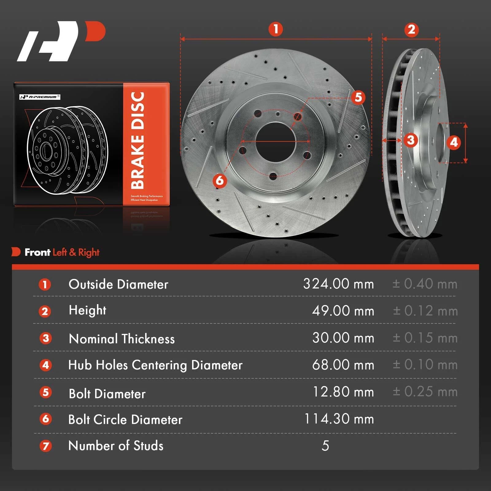 Front Drilled Brake Rotors for Infiniti G35 (2003–2004) Nissan 350Z RWD