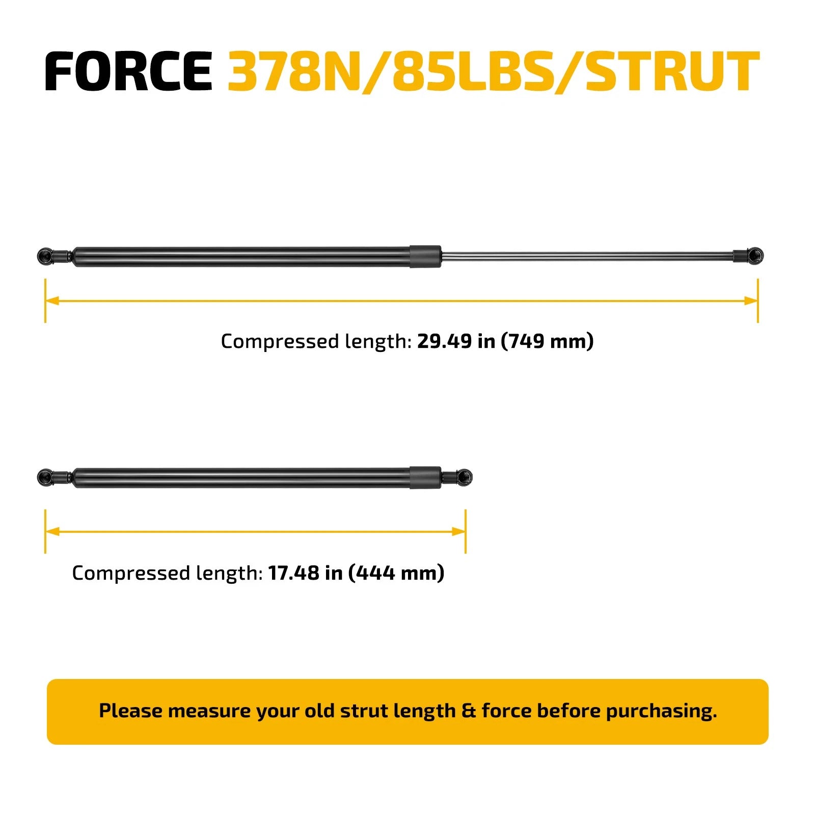 2 Lift Support Shocks for Truck Tonneau Cover (29.50 Inch, 030359)