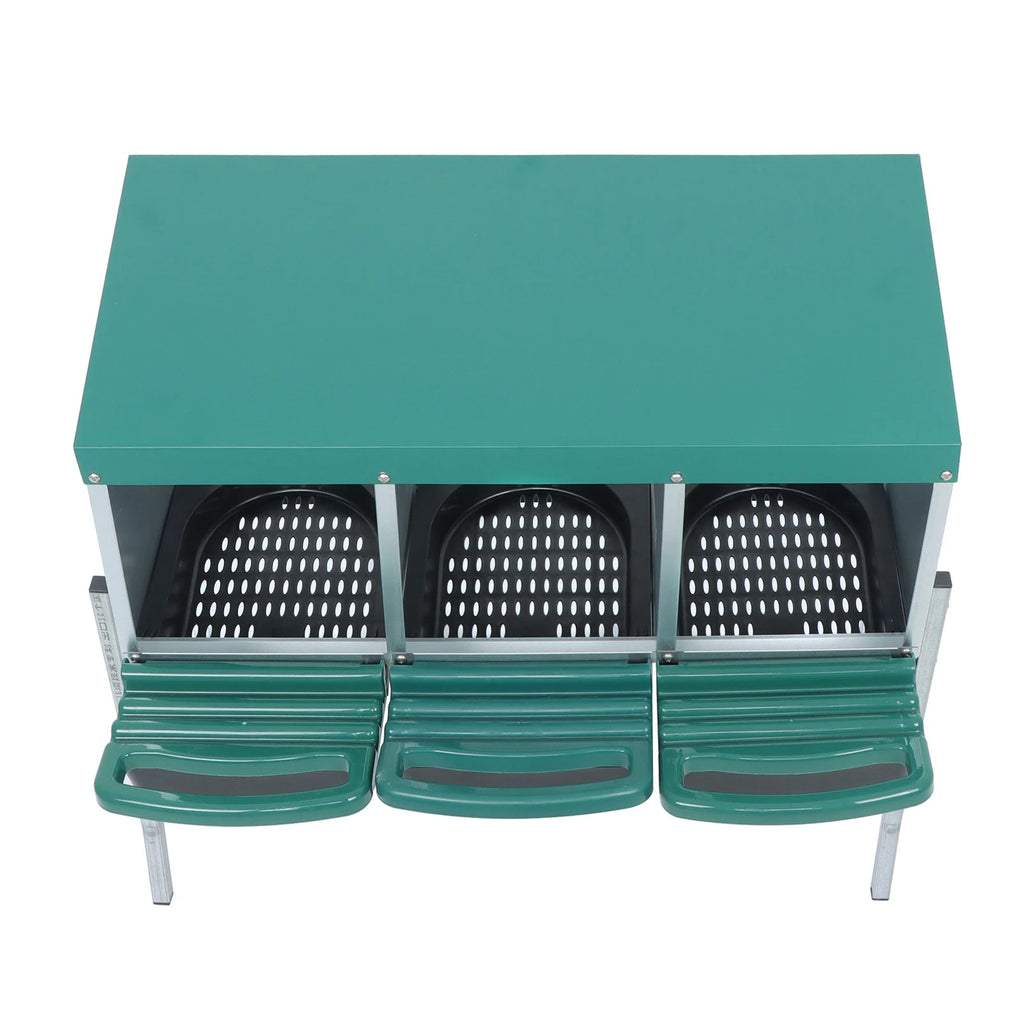 3 Hole Chicken Nesting Box with Metal Legs for Chickens (Roll Away)
