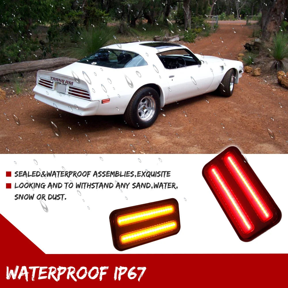 Set of 4 Smoked Amber Red LED Side Marker Lights for Pontiac Firebird (1970–1981)