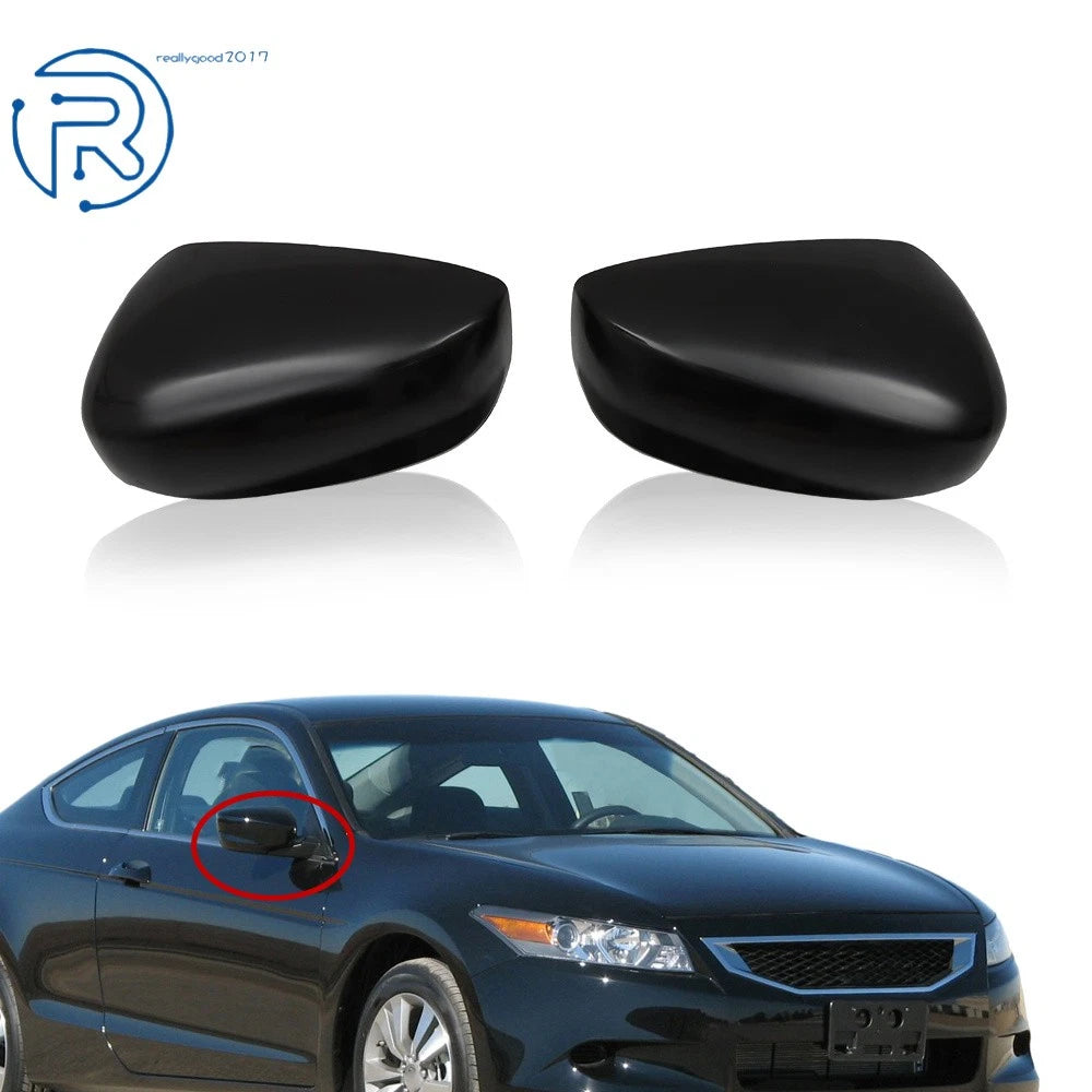 Set of 2 Plastic Gloss Black Side Mirror Covers for Honda Accord (2008-2012)