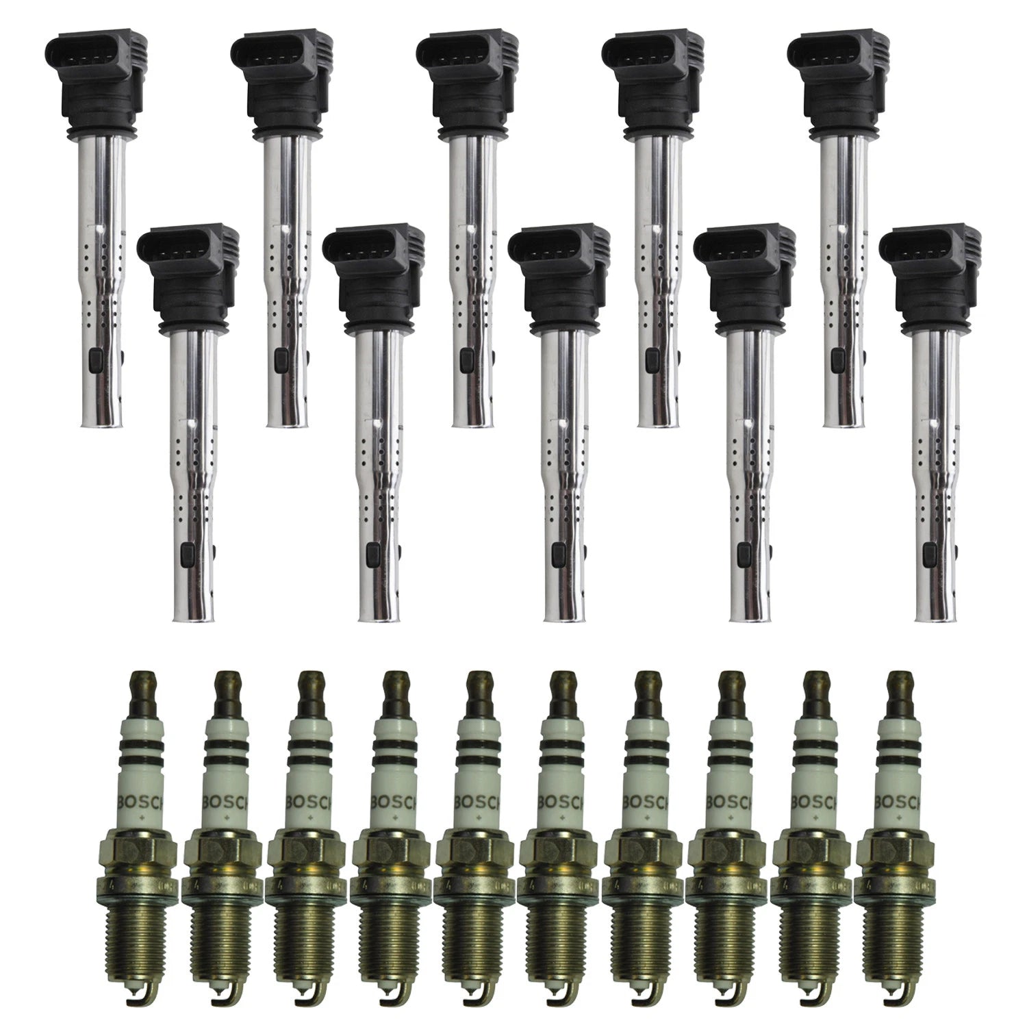 Set of 10 Ignition Coils & Spark Plugs for Audi R8 GT (2008–2015)