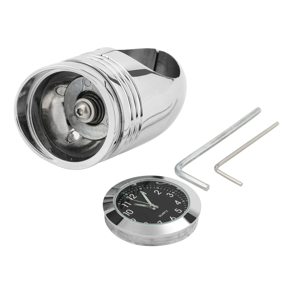 Chrome Handlebar Mount Clock for Harley Motorcycle (Fits 1 1/4")