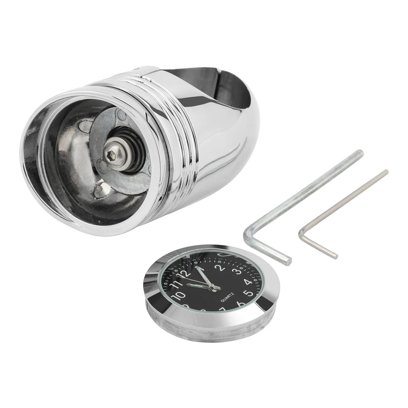Chrome Handlebar Mount Clock for Harley Motorcycle (Fits 1 1/4")