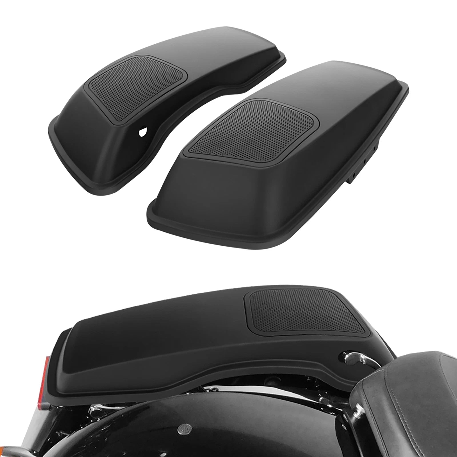 Matt Black Saddlebag Lid Speaker Grills for Harley Street Road Glide (2014–2023)