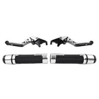 Silver Extendable Brake Clutch Levers & Handlebar Grips for Kawasaki Z900RS (2018-2023)