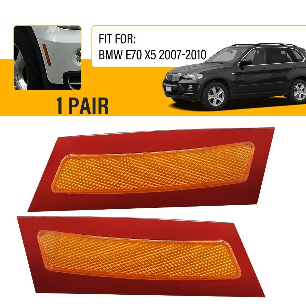 2X Side Marker Reflector Bumper Amber for BMW X5 (2007–2010)