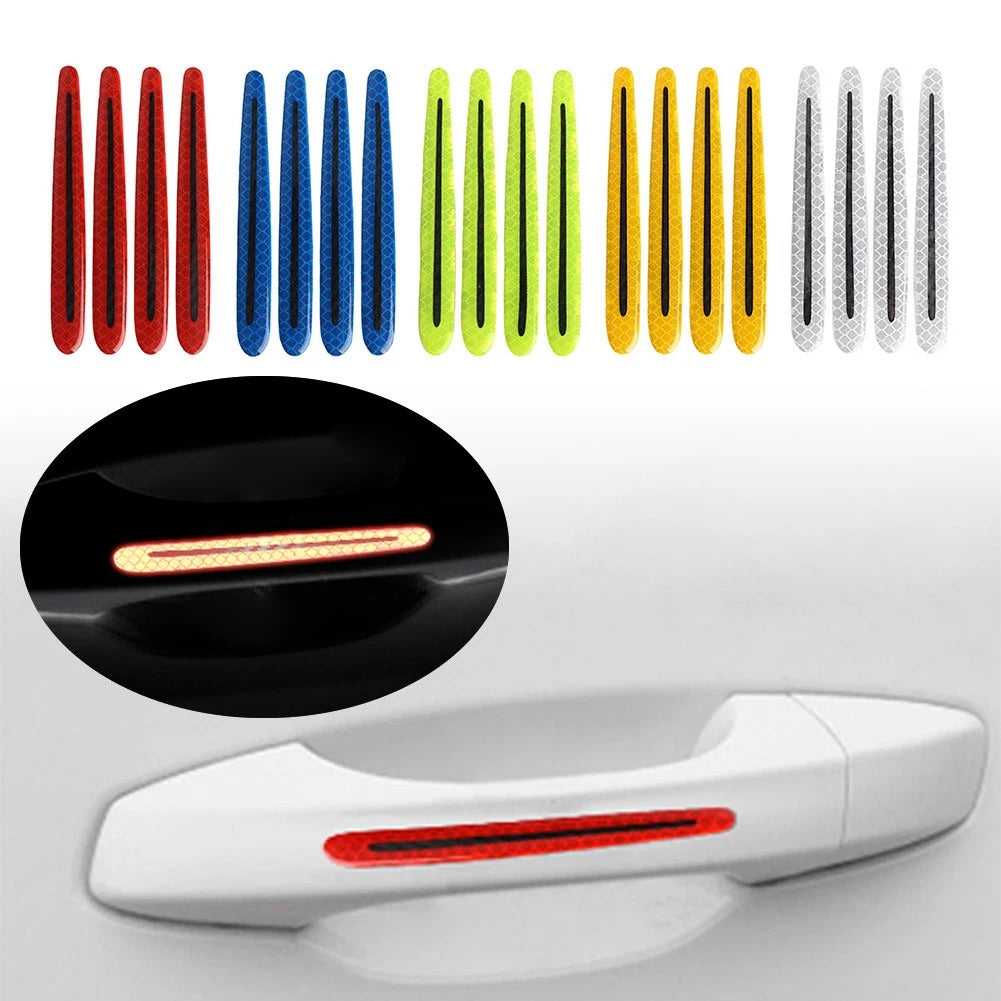 Set of 4 Carbon Fiber Style Door Handle Reflective Stickers for Universal Fit