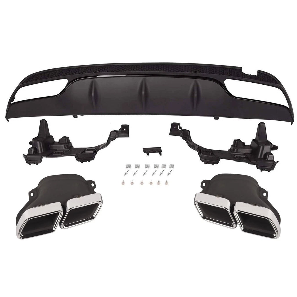 Bumper Diffuser & Exhaust Tail Muffler Pipe for Mercedes Benz C63 AMG (2014–2018)