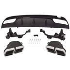 Bumper Diffuser & Exhaust Tail Muffler Pipe for Mercedes Benz C63 AMG (2014–2018)