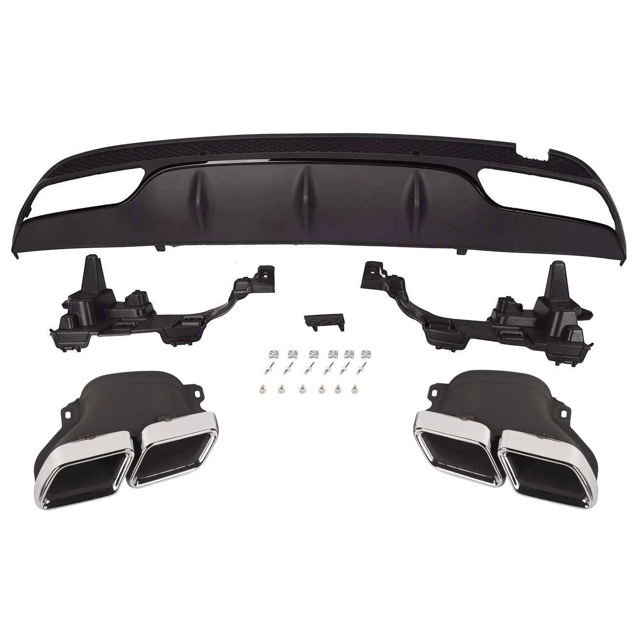 Bumper Diffuser & Exhaust Tail Muffler Pipe for Mercedes Benz C63 AMG (2014–2018)