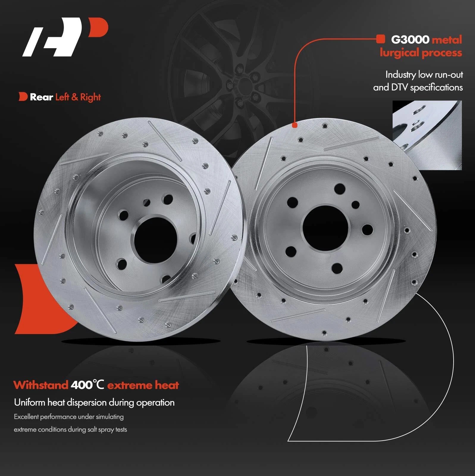 Rear Side Drilled Brake Rotors for Toyota Avalon (2000-2003)