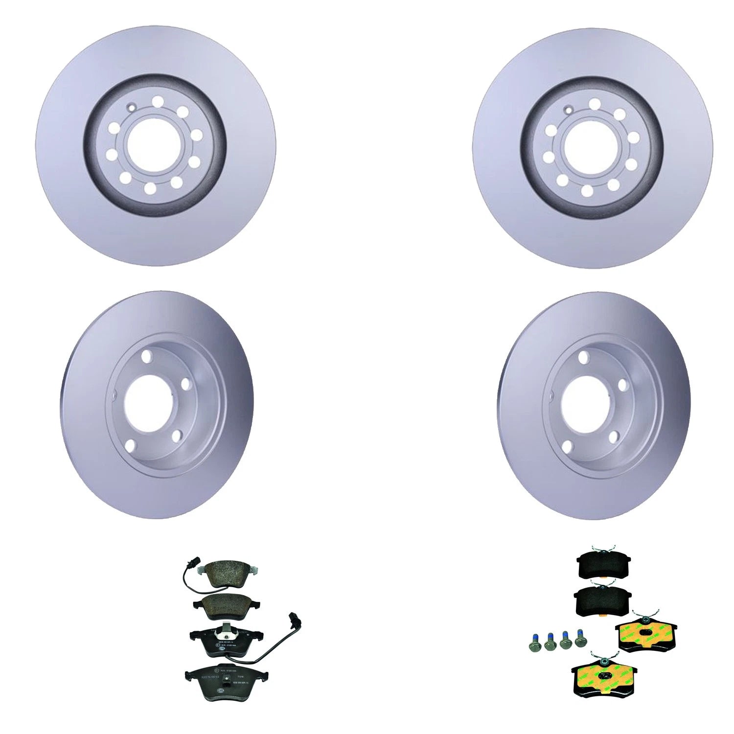 Set of 4 Hella Low-Met Disc Brake Pads & Rotors for Audi A6 Quattro (1995–2011)