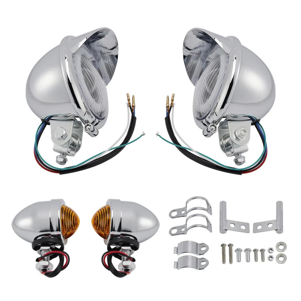 Headlight Lamp Spotlight for Motorcycle (Universal, Chrome)