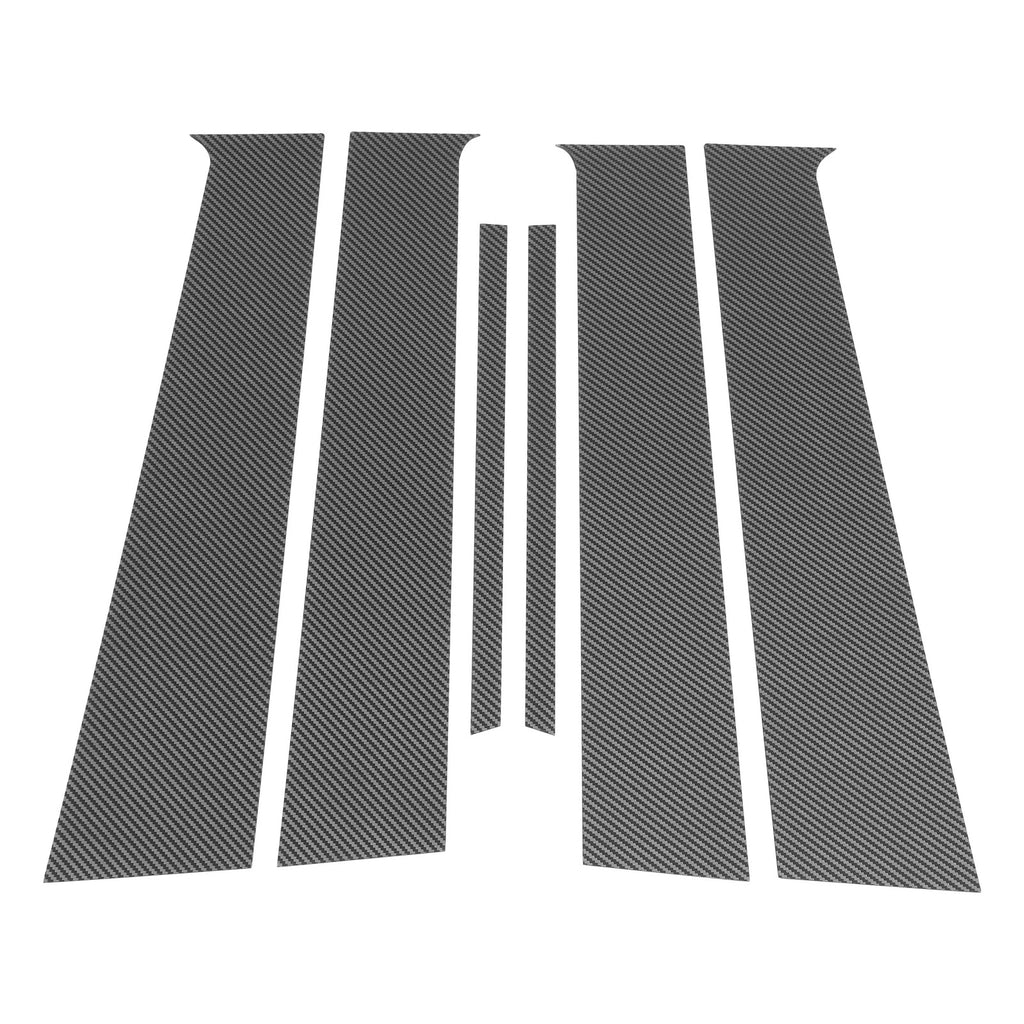 Set of 6 Pillar Window Trim for Nissan Versa (2007–2019) Carbon Fiber Black