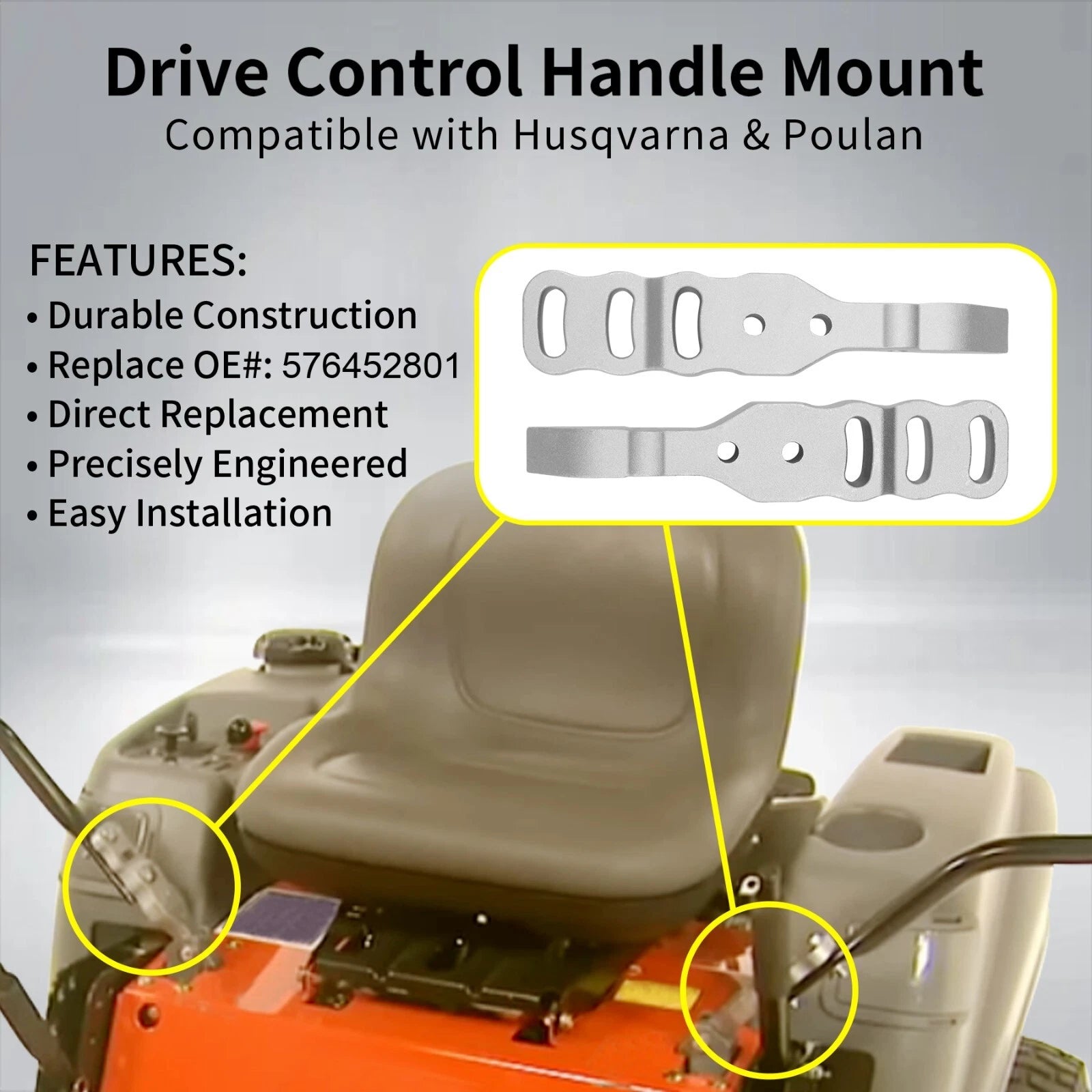 2X Drive Control Handle Mount for Craftsman Lawn Mower (Husqvarna 576452801)
