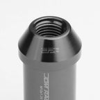 Set of 20 Open End M12x1.25 50mm Tall Gun Metal Aluminum Lug Nuts + Lock Key
