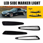 Set of 4 Smoked White Front Rear Side Marker Lights for Chevrolet Corvette C6 (2005–2013)
