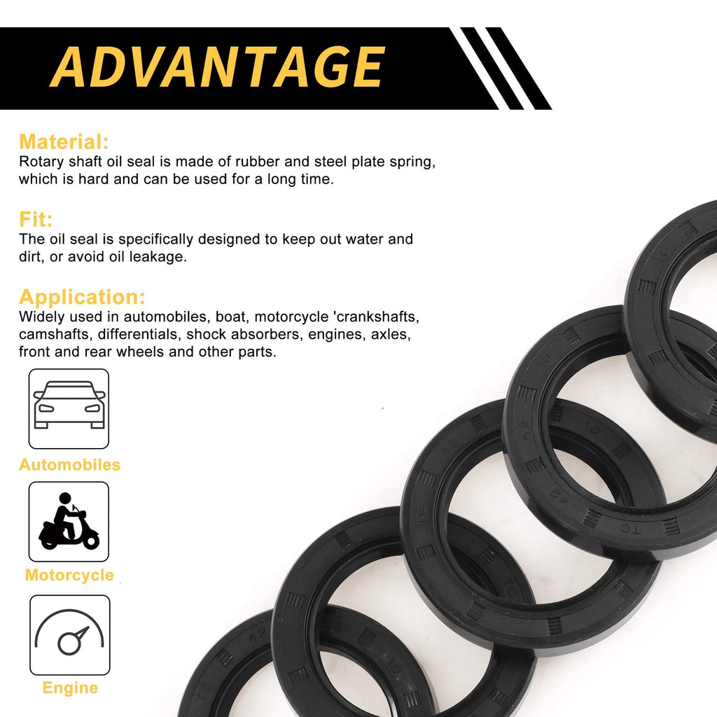 Set of 5 Oil Seal Rotary Shaft Seal NBR Rubber 42x62x10mm
