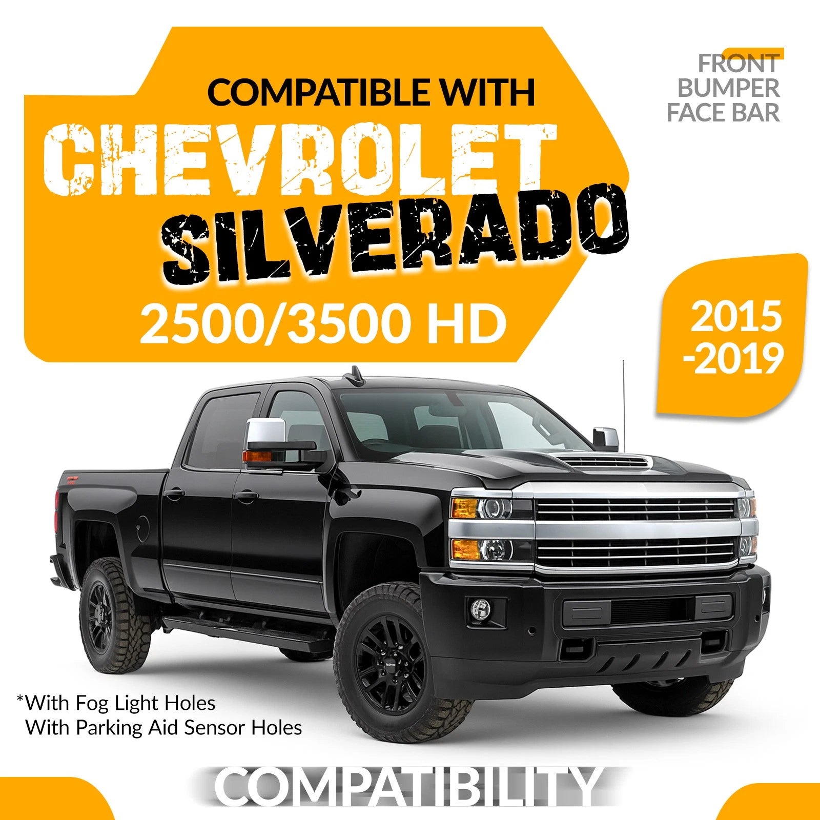 Front Bumper Face Bar for Chevrolet Silverado 2500 HD 3500HD (2015–2019)
