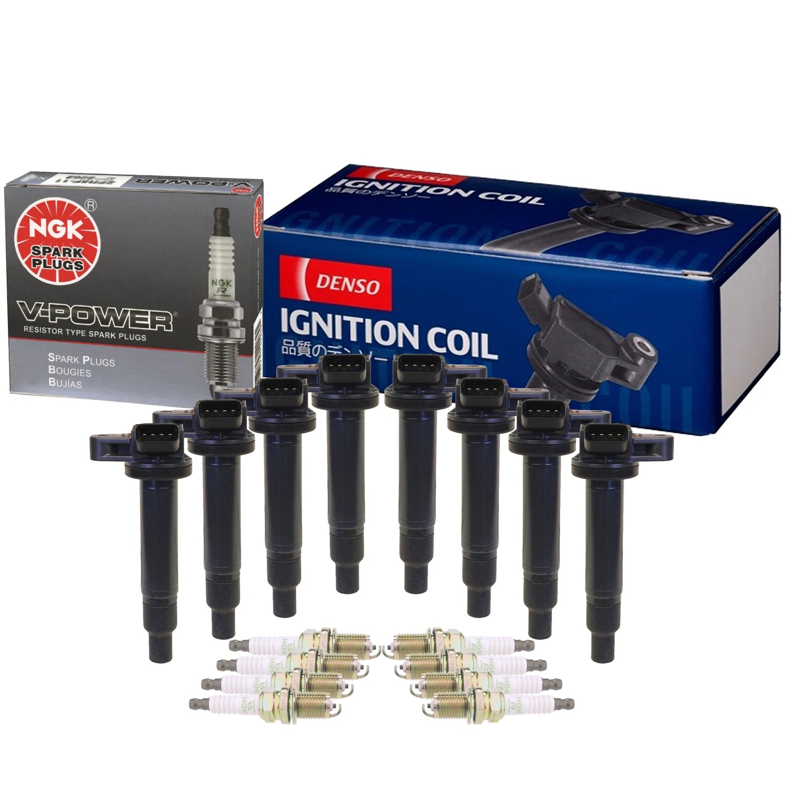 Set of 8 Ignition Coils & Spark Plugs for Lexus Toyota V8