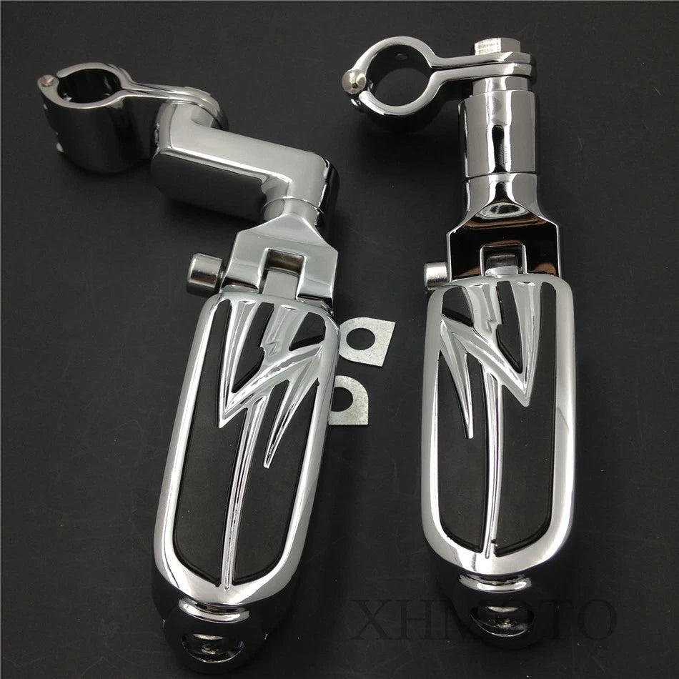 1.5" Flame Foot Peg Clamps for Harley Sportster 883 1340 XL1200 (1986–2023)