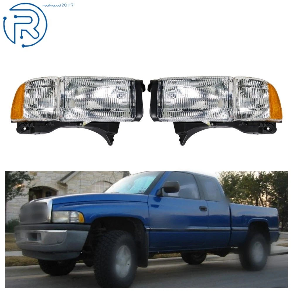 Headlights Pair for Dodge Ram 1500-3500 (1994–2002) Halogen