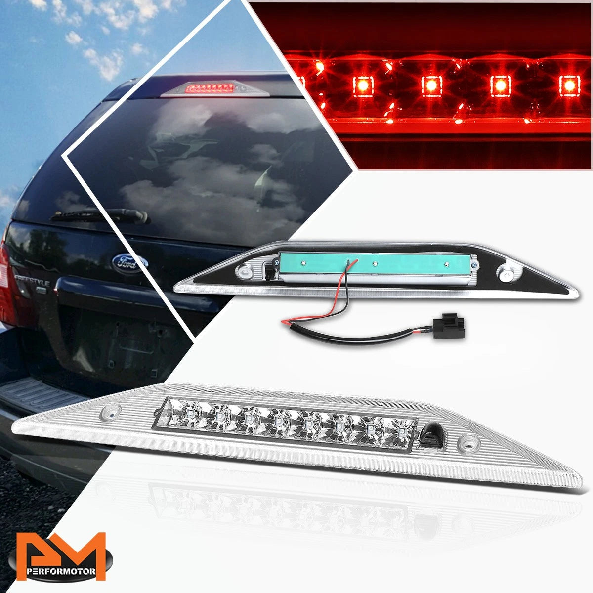 LED Third Tail Brake Light Lamp Bar Chrome for Ford Freestyle/Taurus X (2005–2009)