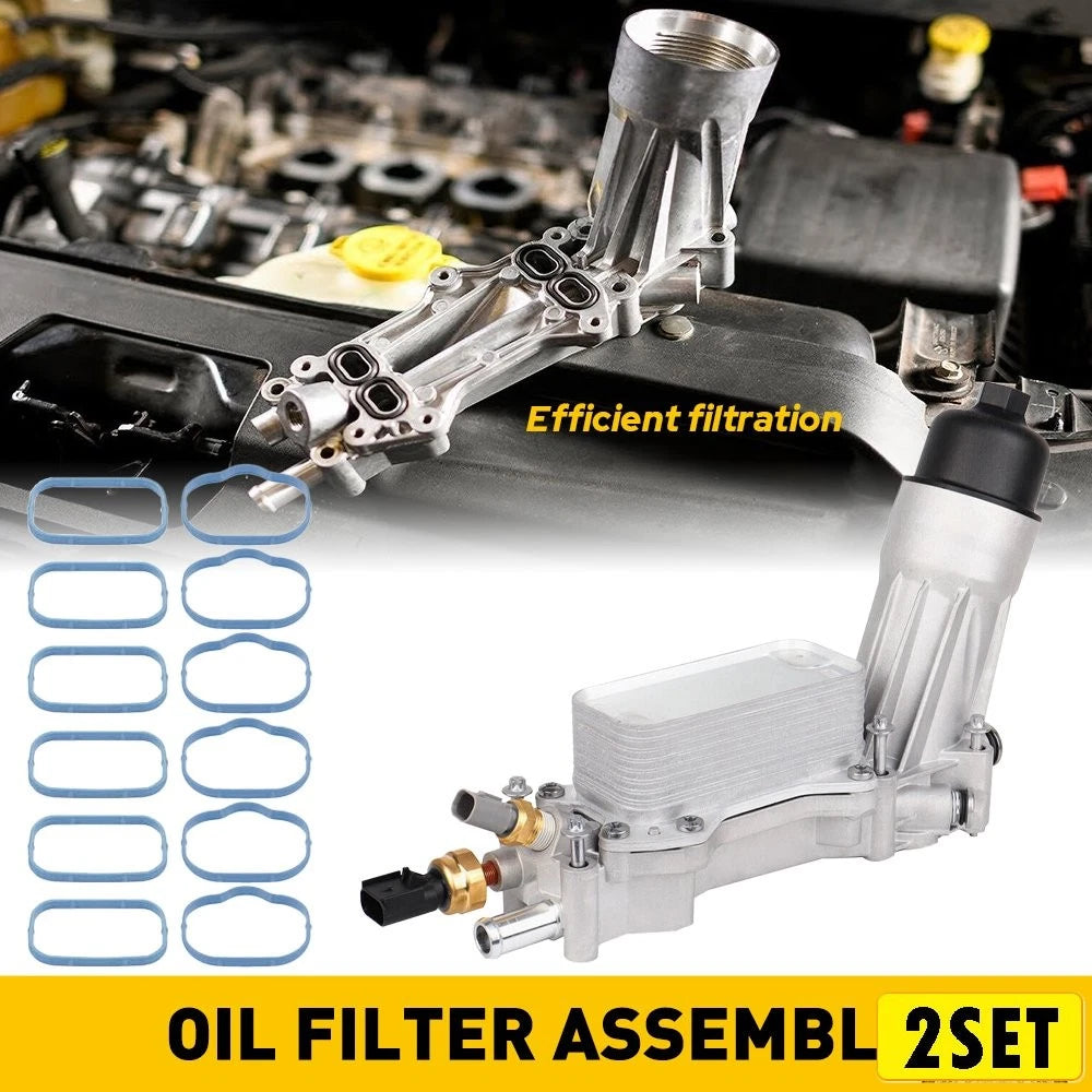 Set of 2 Aluminum Oil Filter Housing for Jeep Dodge Chrysler Ram (2011–2016)