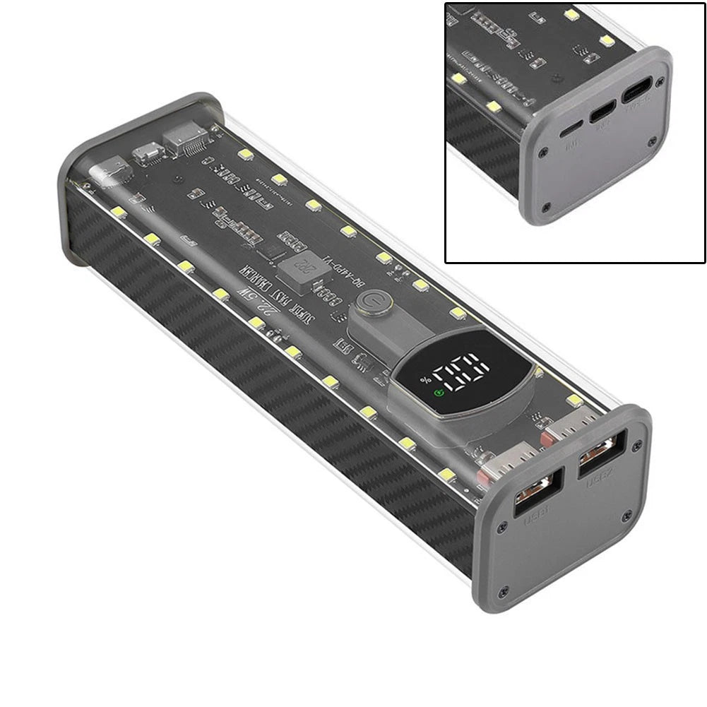 Power Bank Case for 4 Flat 21700 Batteries 22 5W Dual Output
