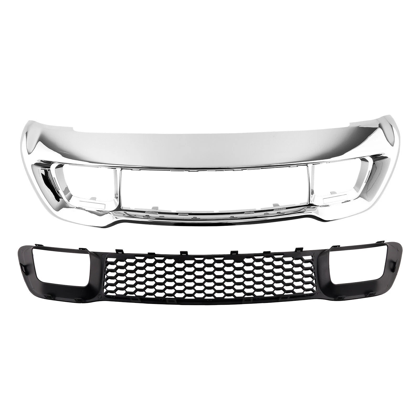 2pcs Front Lower Grille & Bumper Grill Chrome for Jeep Grand Cherokee (2014–2016)