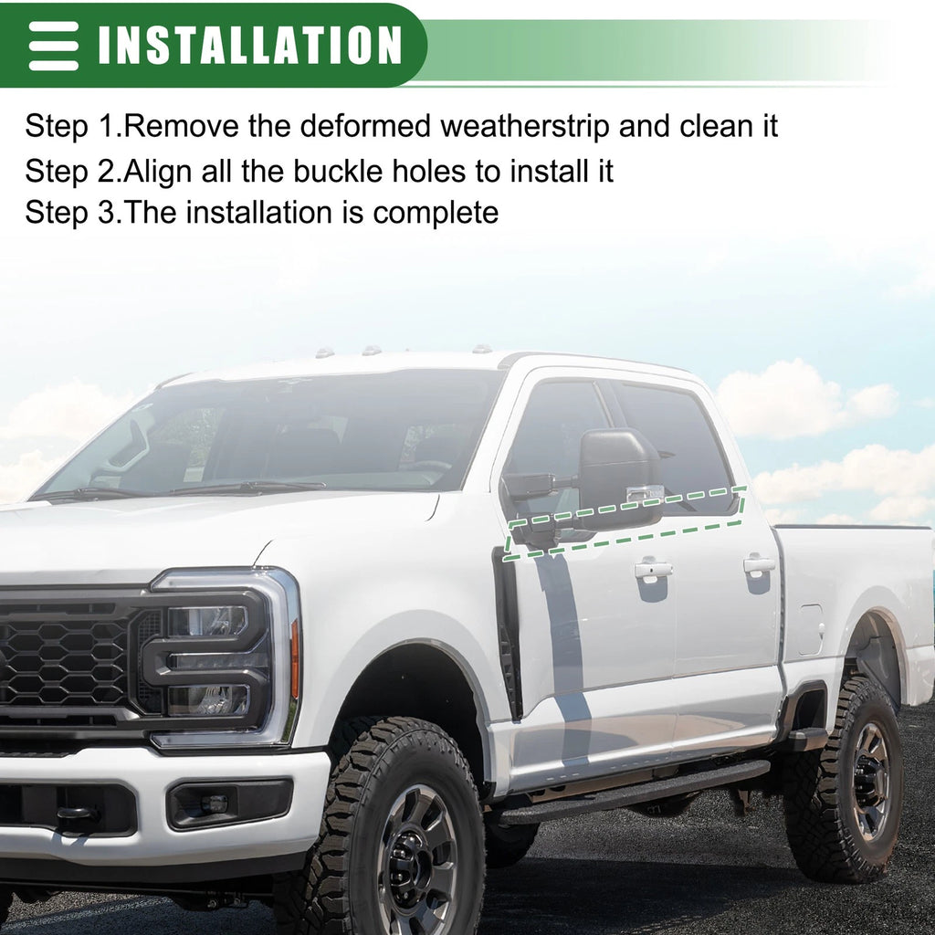 Set of 1 Window Weatherstrip for Ford F-250 (2013–2016) Rubber No.F81Z2625596AA Black