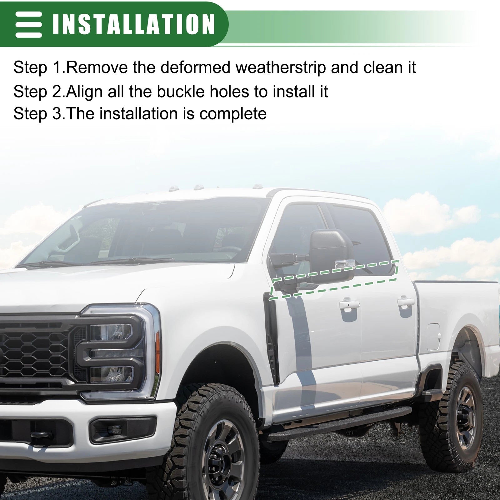 Set of 1 Window Weatherstrip for Ford F-250 (2013–2016) Rubber No.F81Z2625596AA Black