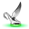 Chrome Classic Swan Hood Ornament with Green LED for Universal (Any Year)