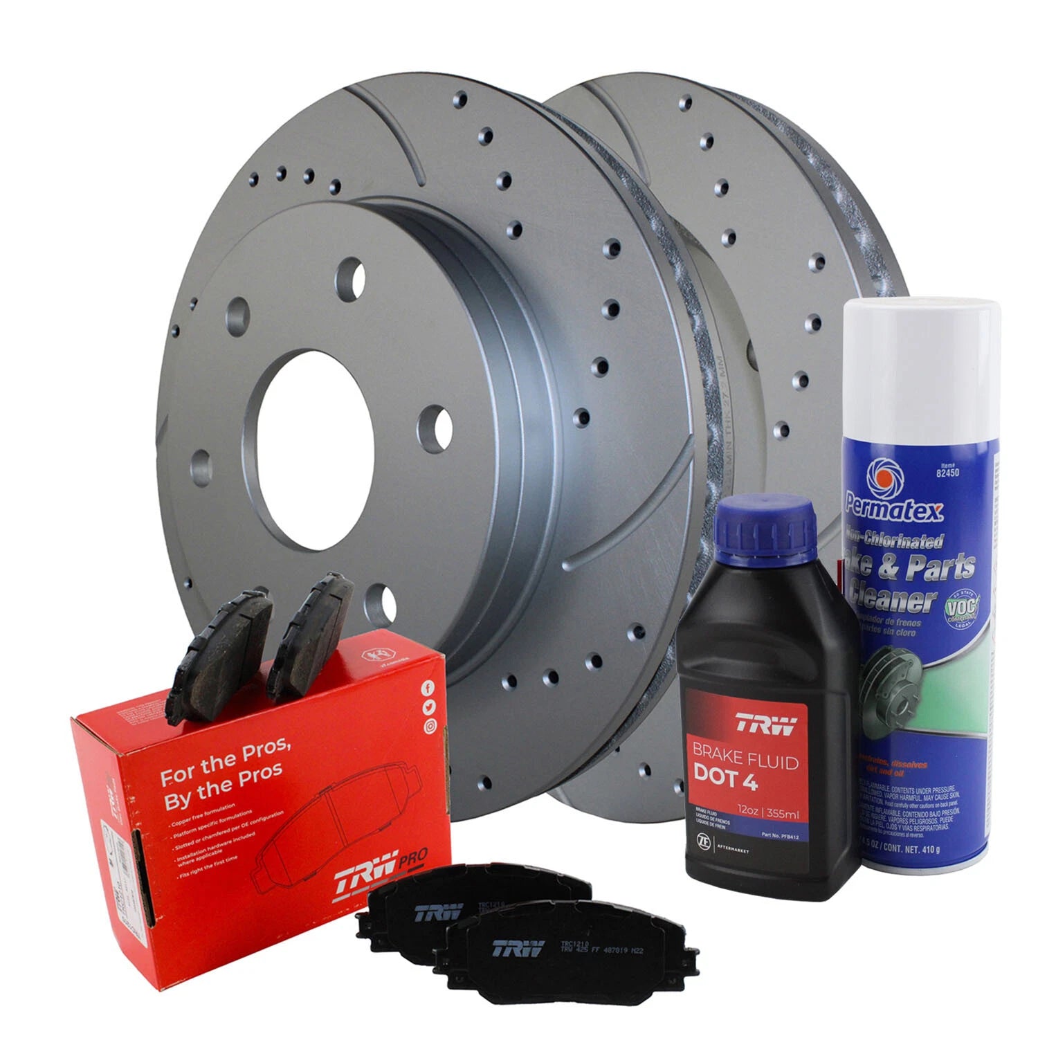 Front Brake Kit 305mm Drilled Rotors TRW Ceramic Pads for Silverado Sierra 1500 (2014–2019)