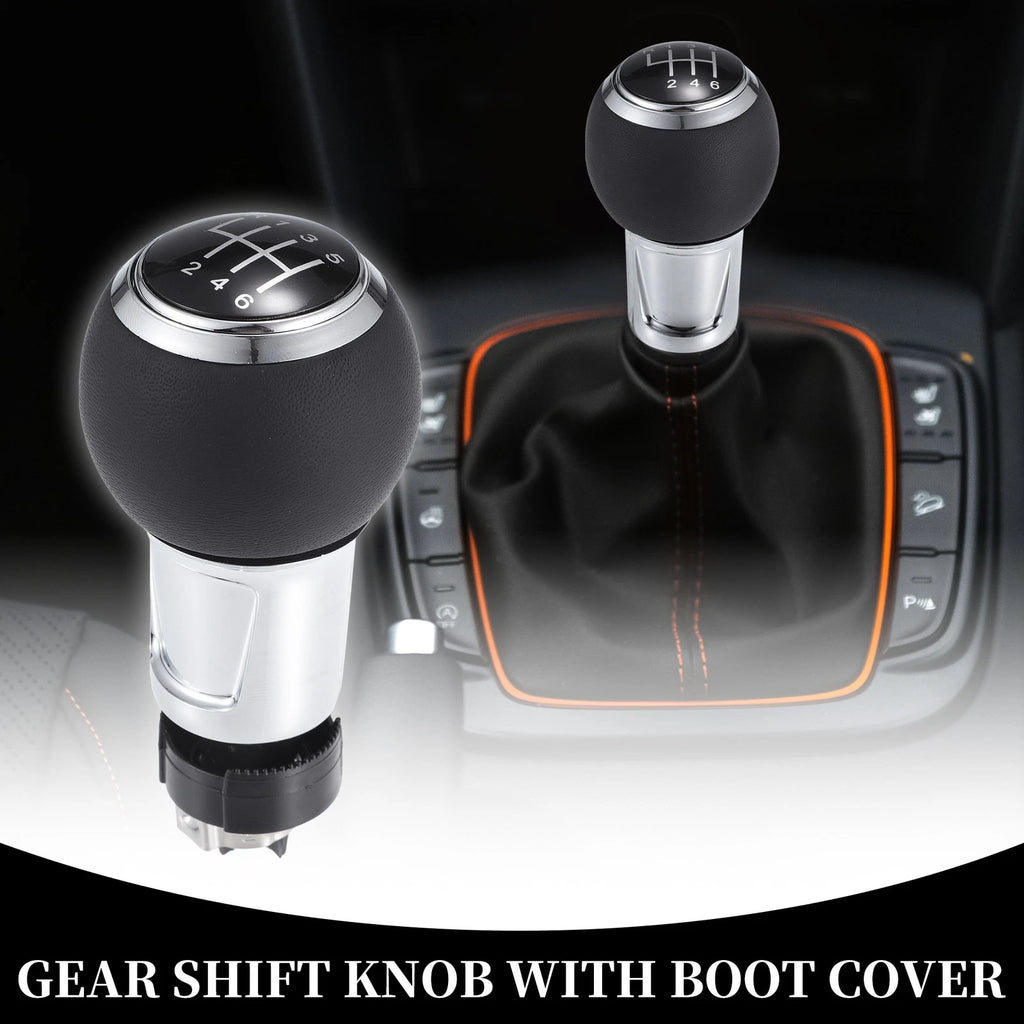 6 Speed Manual Shift Knob for Audi A4 S4 B8 (2009–2016) Plastic Faux Leather Silver Tone