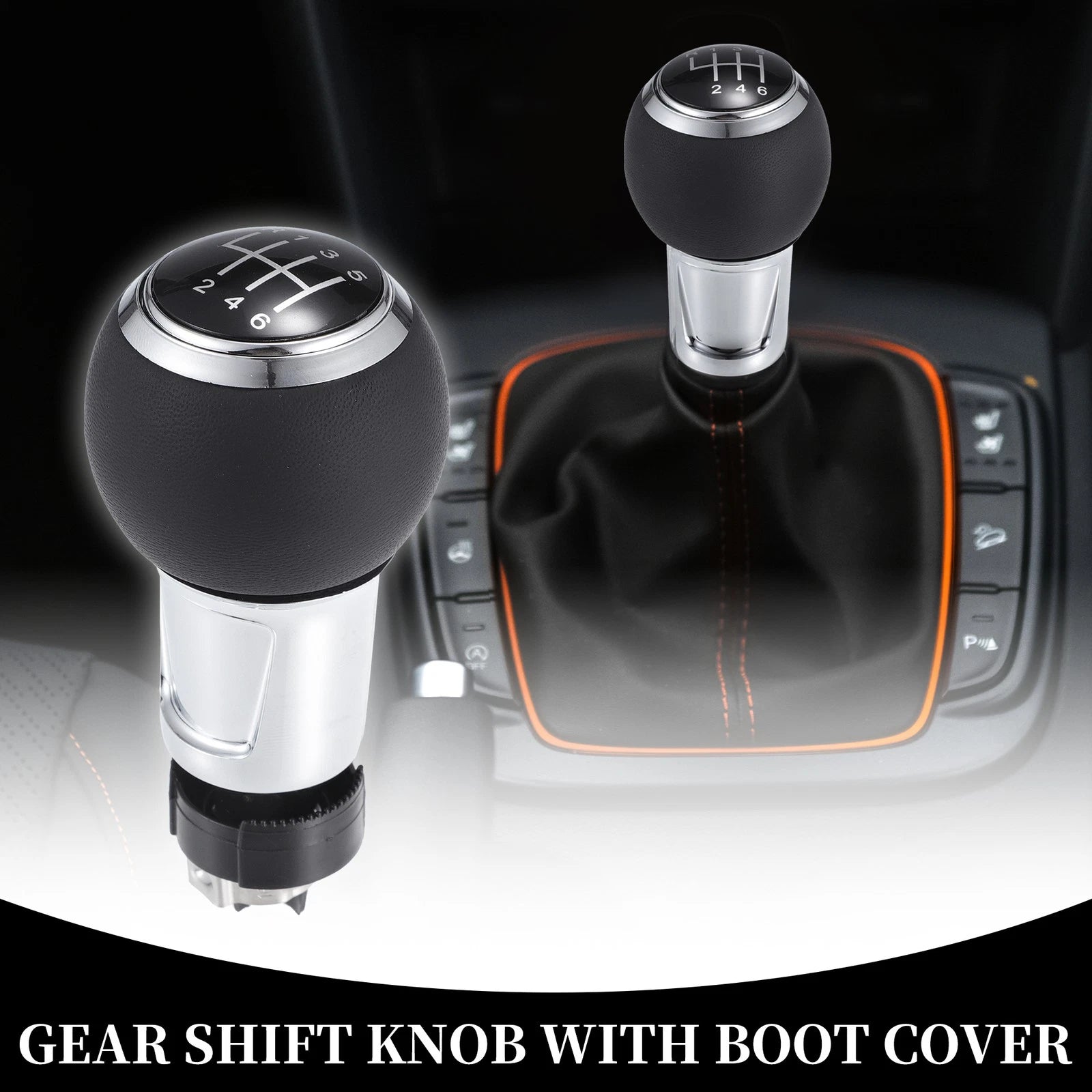 6 Speed Manual Shift Knob for Audi A4 S4 B8 (2009–2016) Plastic Faux Leather Silver Tone
