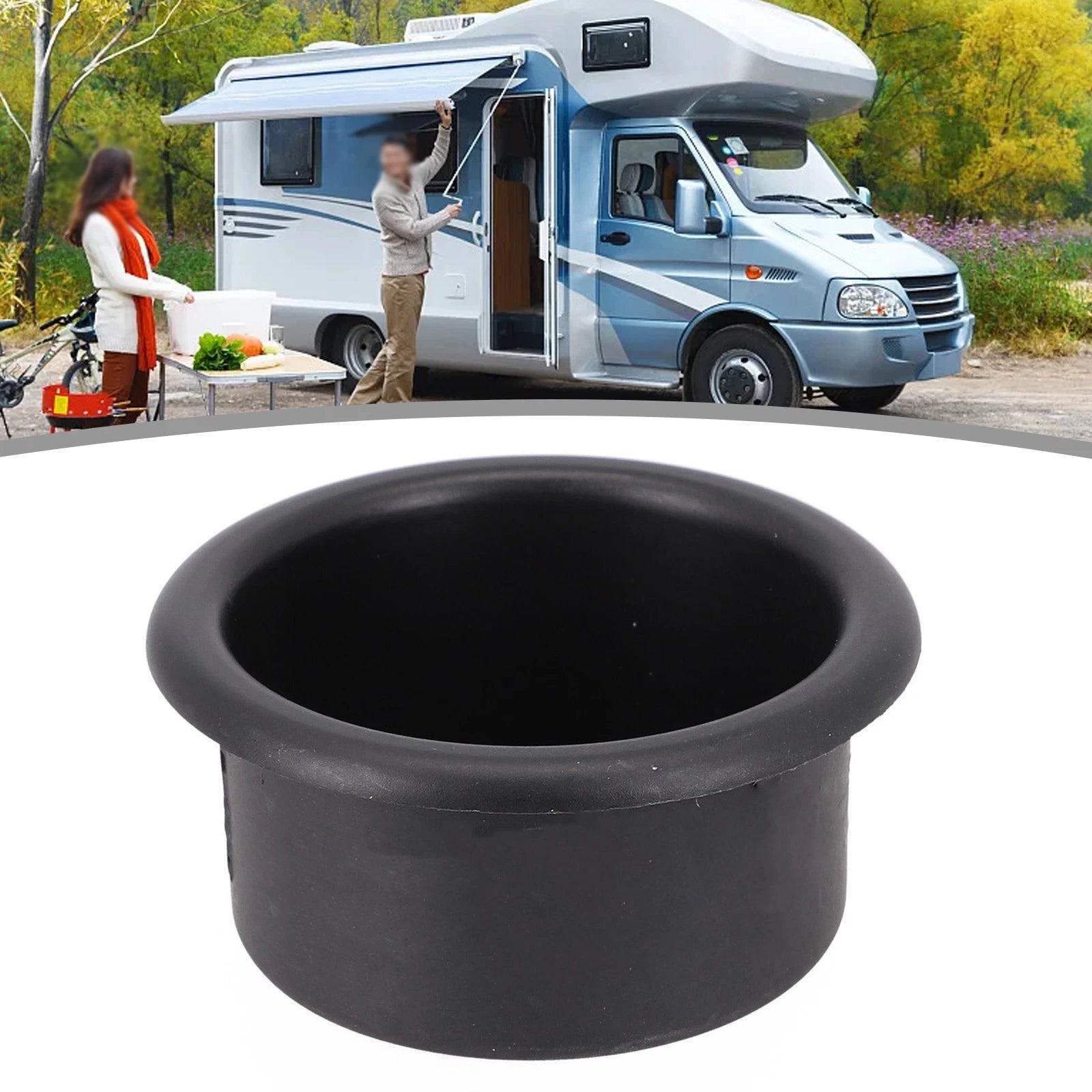 Cup Holder Insert for Marine Boat RV Car Truck Yacht (Plastic, Black)